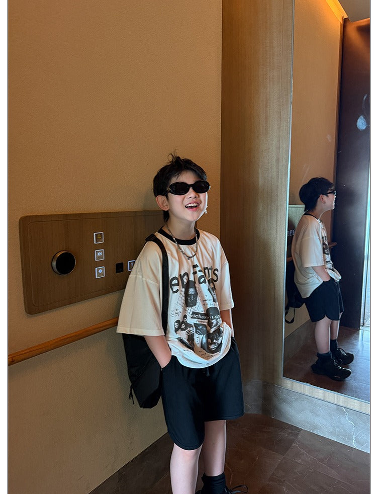 【100-160cm】韓版街頭風潮帥T
