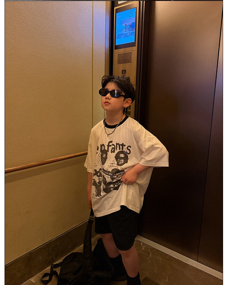 【100-160cm】韓版街頭風潮帥T