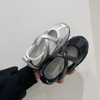 【26-37碼】韓版鏤空網面交叉帶瑪莉珍鞋