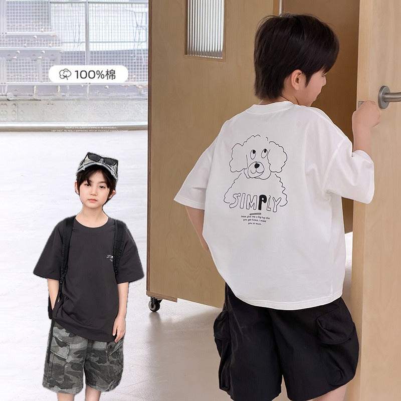 【100-170cm】全棉可愛小狗寬鬆T