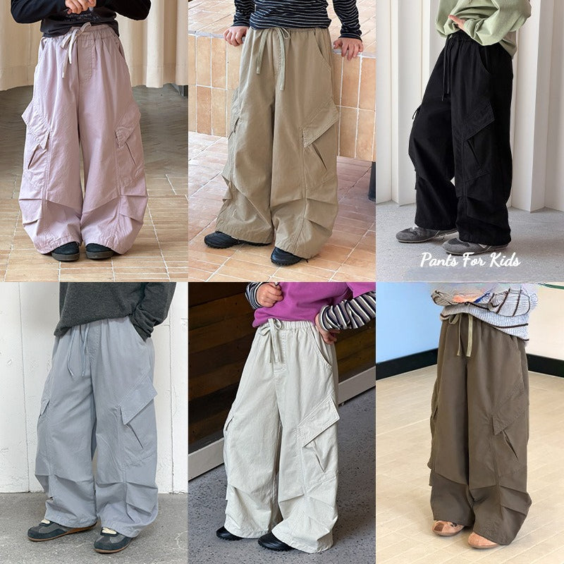 【100-170cm】꒰6色꒱寬鬆立體口袋褶皺工裝褲