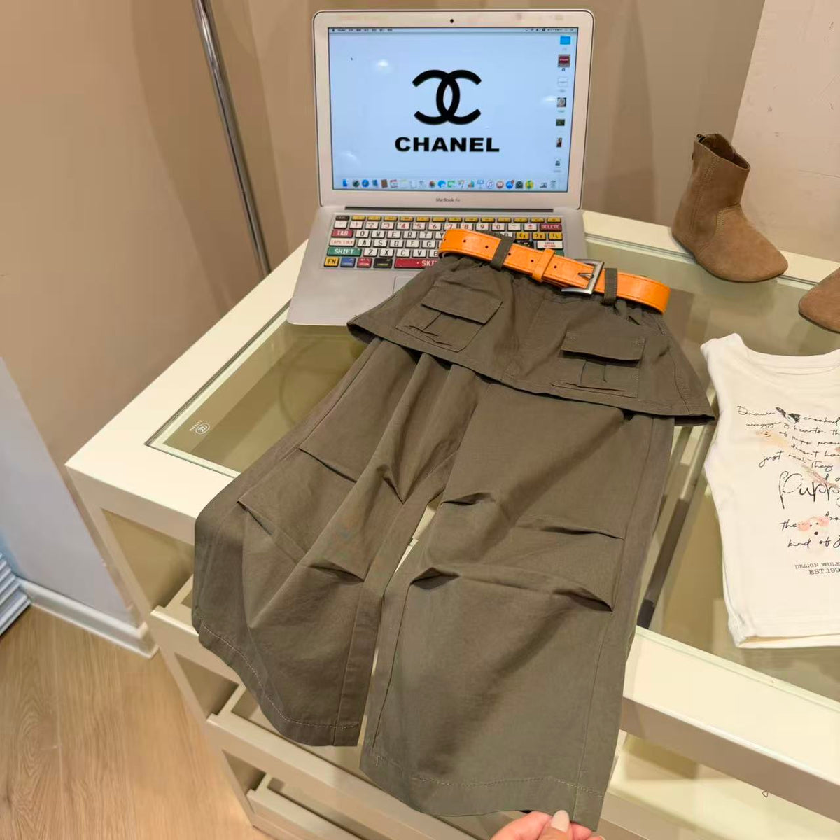 限定款 |【90-150cm】【附皮帶】假兩件屁簾工裝褲