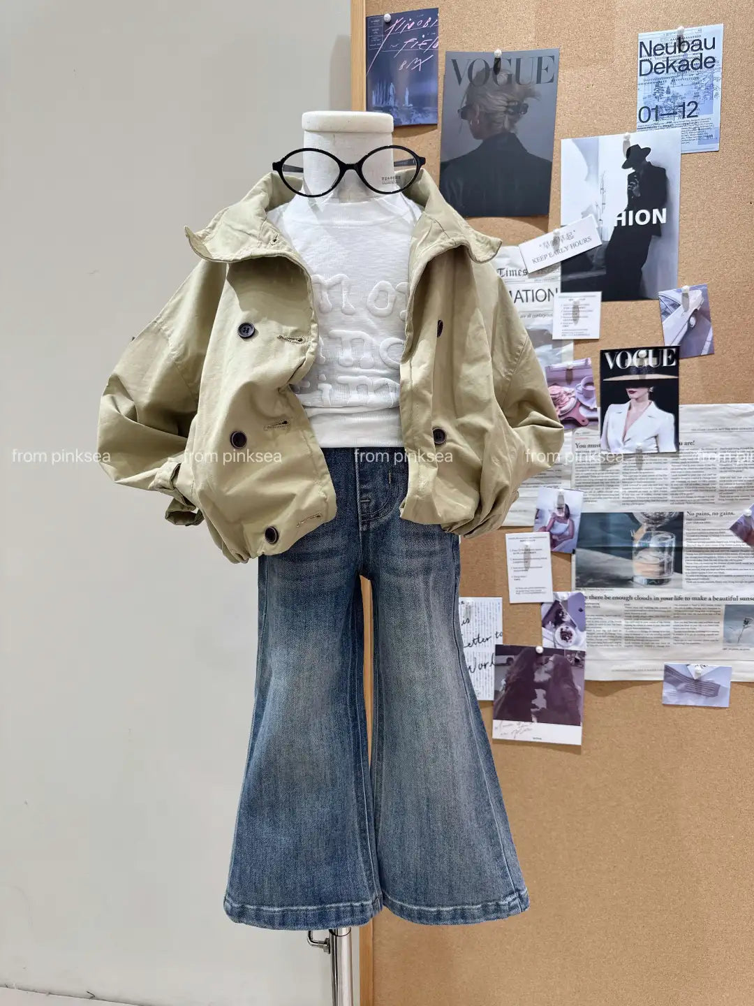 【90-150cm】卡其色短版立領風衣外套