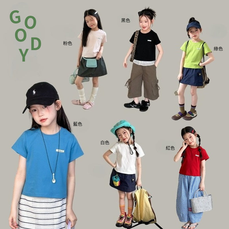 【100-170cm】韓版簡約標貼T