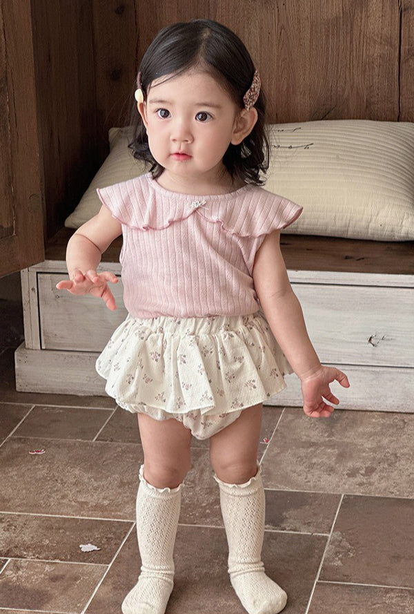 【73-100cm】花邊領背心 | 碎花包屁褲