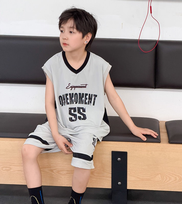 【100-170cm】涼感撞色字母運動套裝