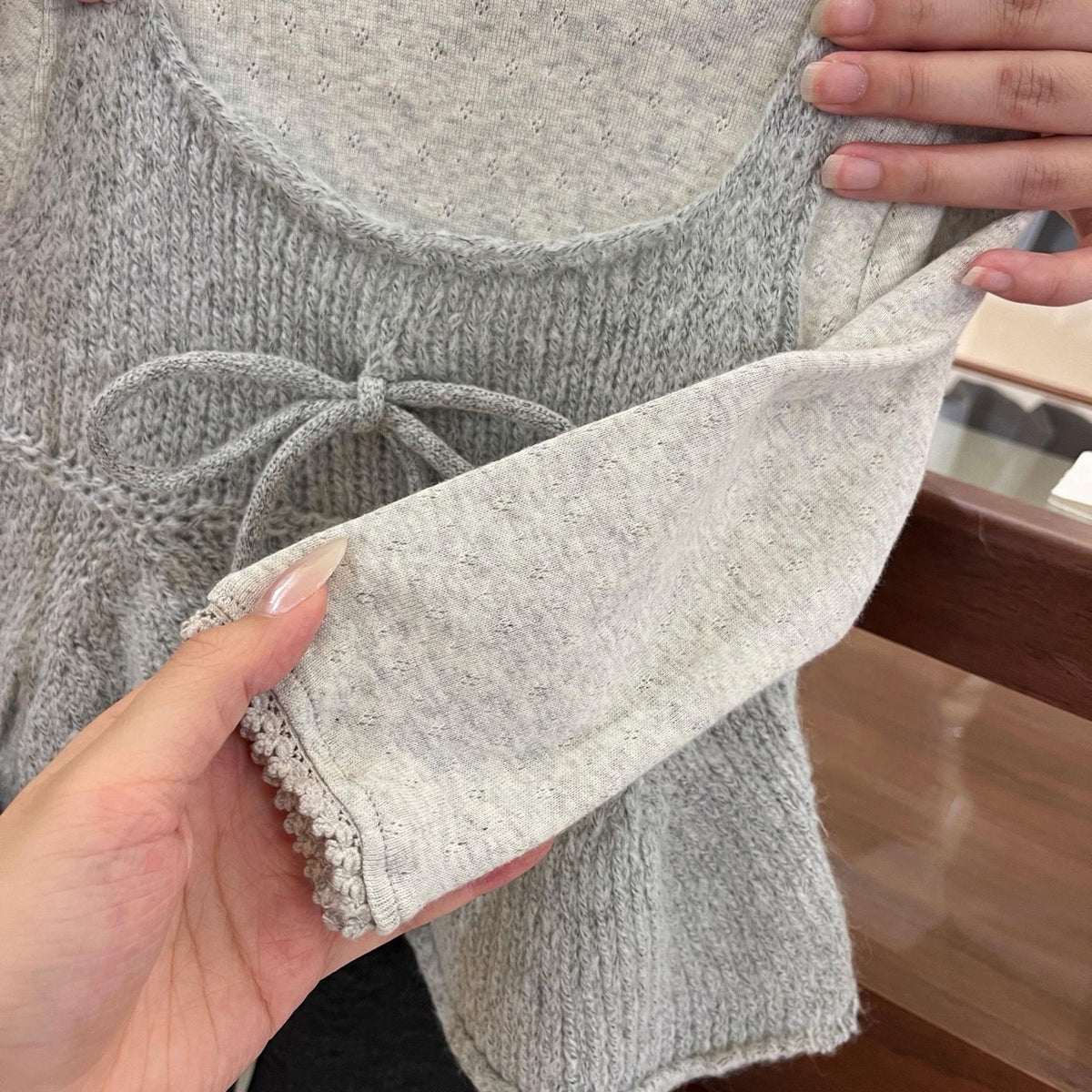 【80-130cm】蝴蝶結馬甲+打底衫|喇叭褲