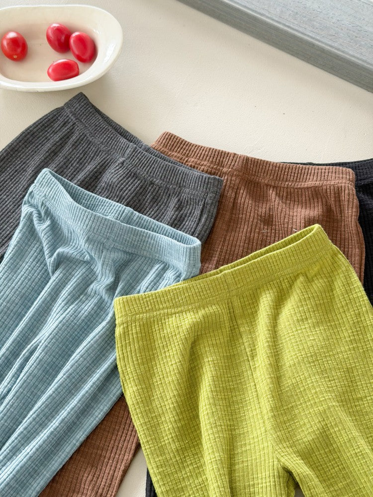 【100-170cm】肌理感高彈垂順透氣修身坑條喇叭褲