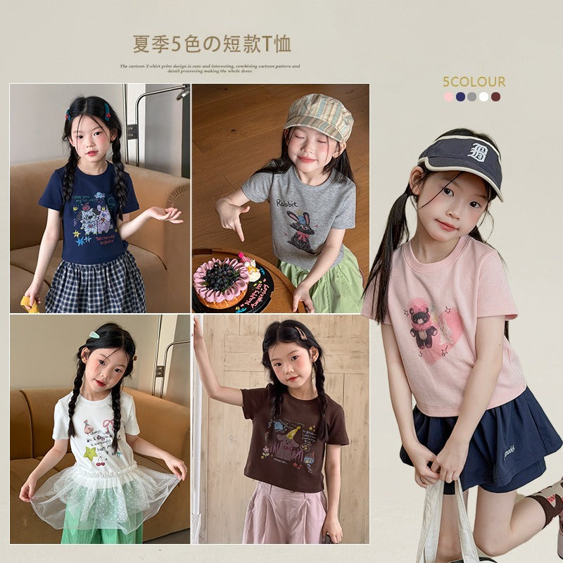 【100-170cm】舒適高彈卡通修身辣妹T