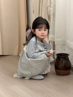 【90-140cm】花邊格子洋裝吊帶裙