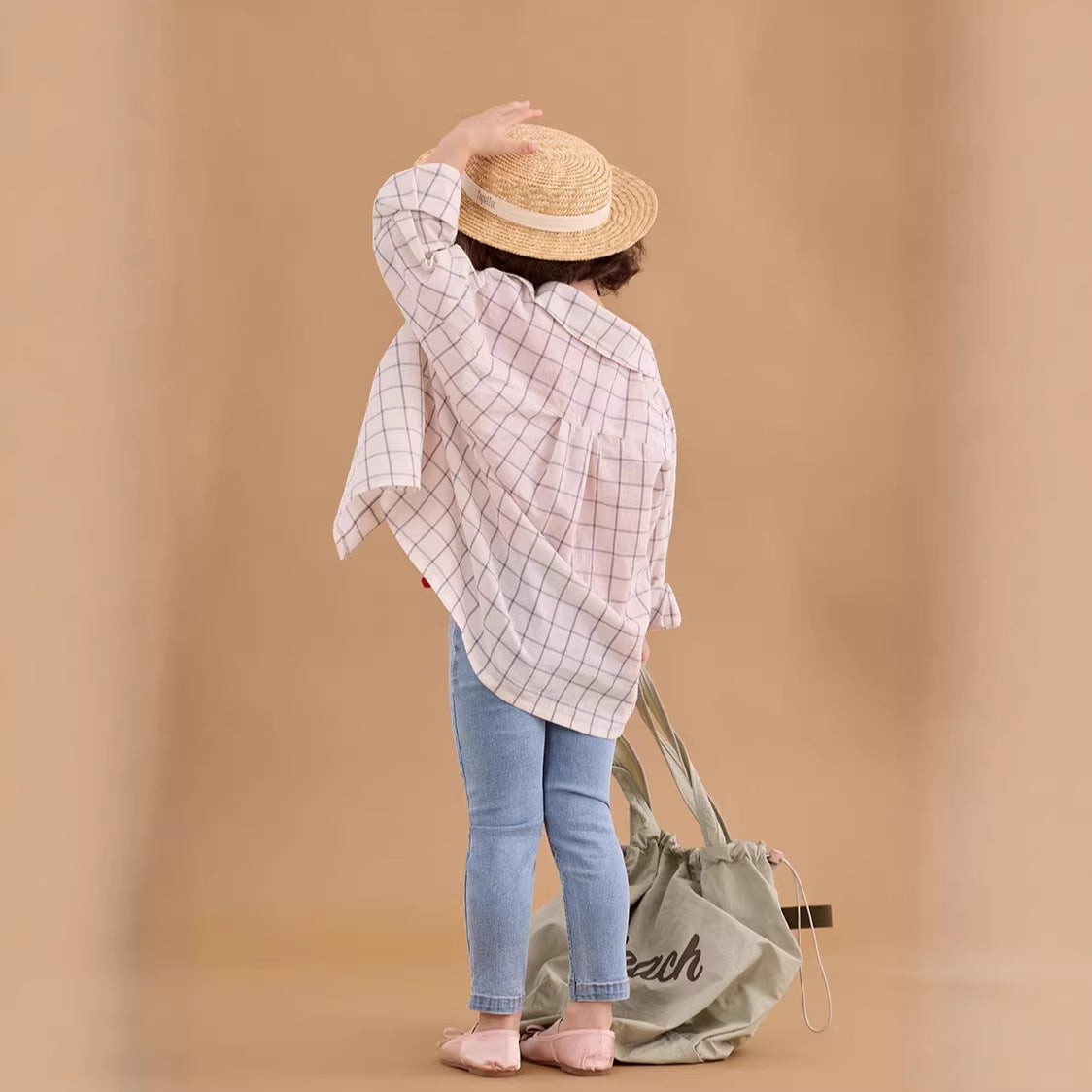 【90-150cm】日系度假風格子襯衫