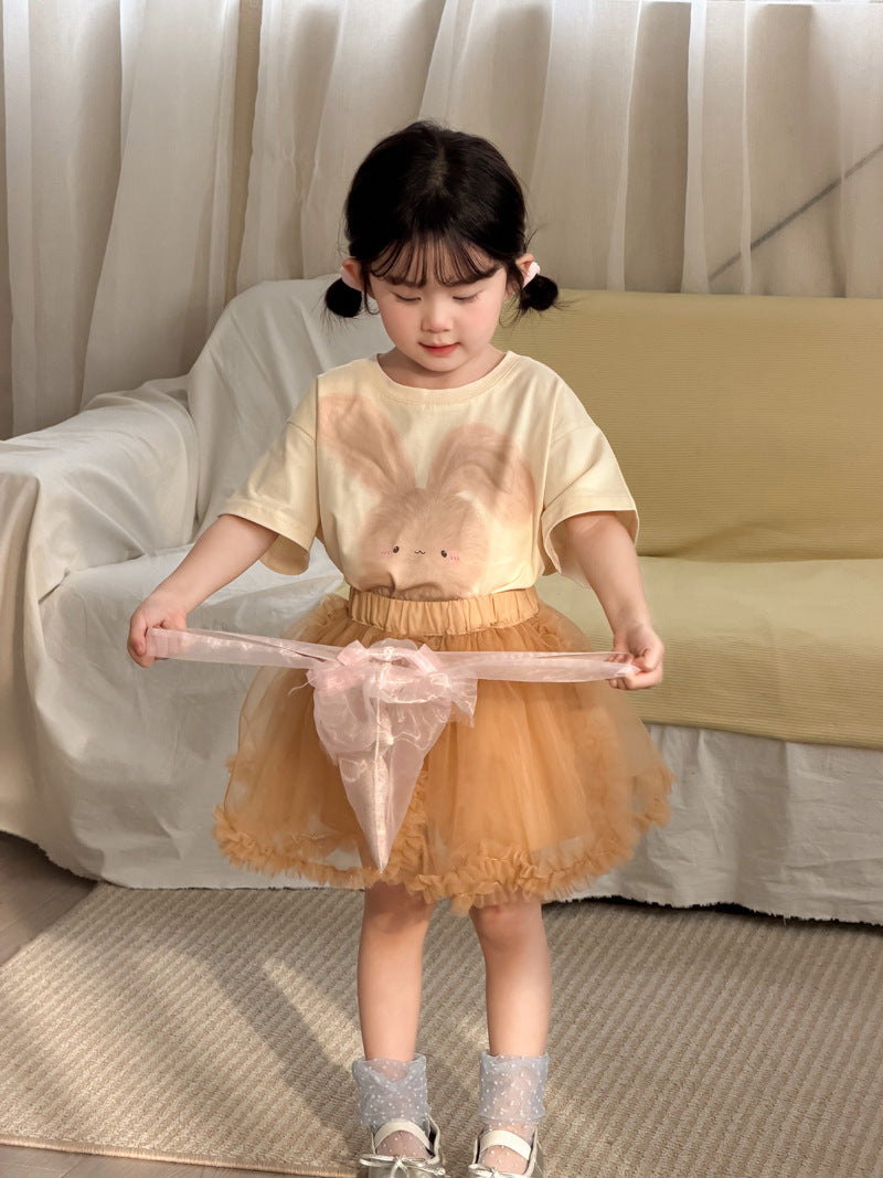 【90-140cm】可愛兔子T全棉短袖上衣