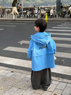 【90-160cm】休閒防風戶外衝鋒衣連帽外套