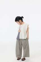 【90-150cm / F】【親子裝】日系竹節坑條小飛袖娃娃衫