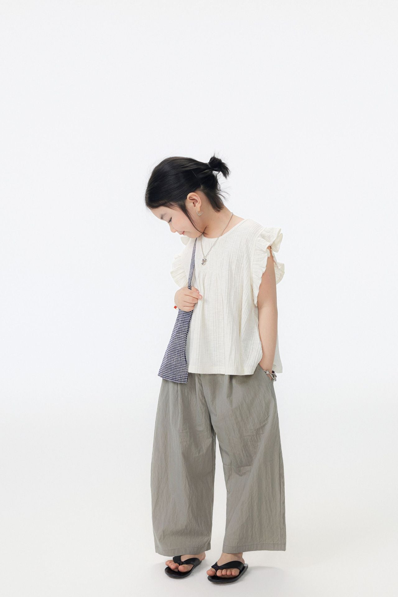 【90-150cm / F】【親子裝】日系竹節坑條小飛袖娃娃衫