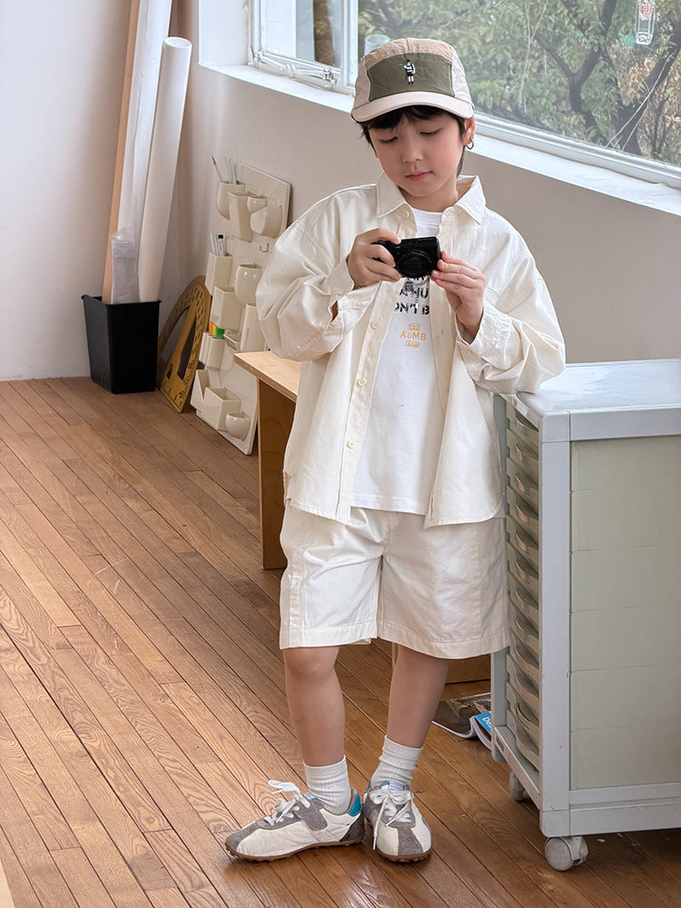 【100-170cm】水洗全棉襯杉套裝