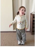 【73-110cm】星星連帽長袖 | 黃色針織開衫 | 條紋束腳褲