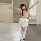 【100-150cm】美式辣妹復古印花木耳邊T