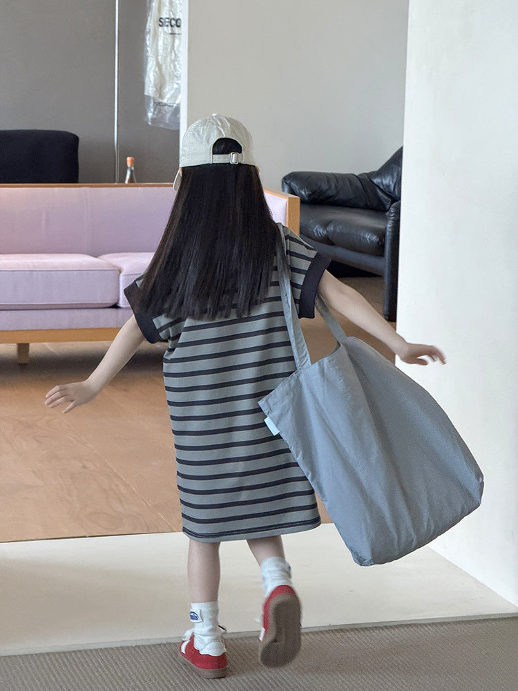 【100-170cm】休閒簡約日常撞色條紋背心裙