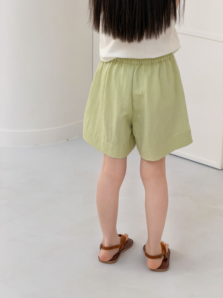【100-170cm】柔棉垂順挺透氣純色短褲