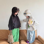 【90-150cm】韓版連帽設計感拉鍊風衣外套