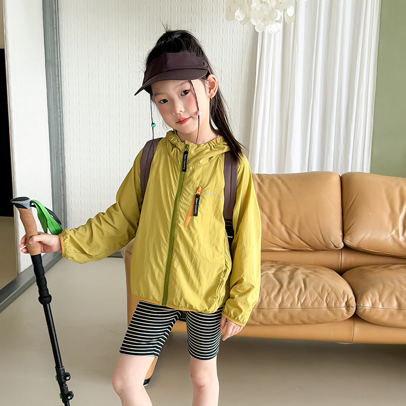 【100-170cm】5色-原紗防曬 | UPF50 + 高倍防紫外線撞色連帽防曬外套