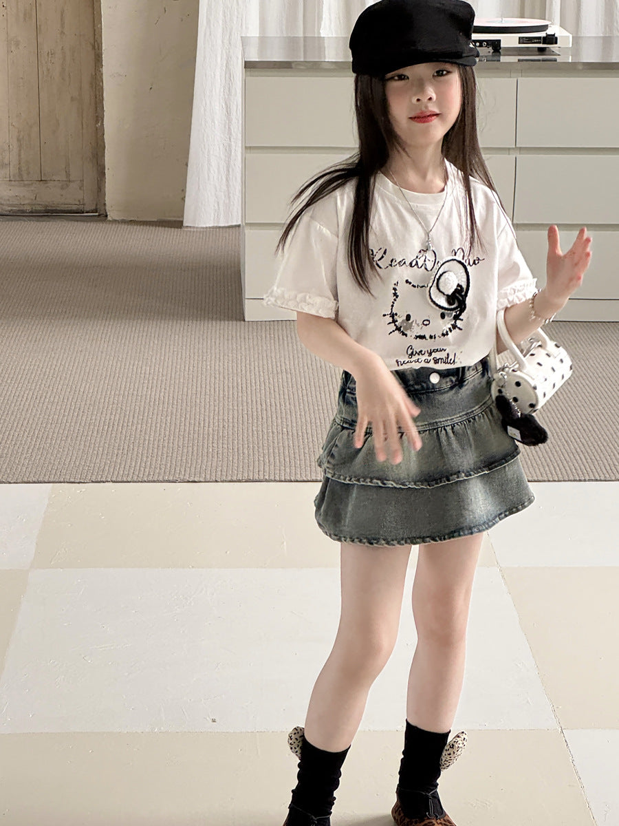 【100-150cm】美式辣妹牛仔百褶裙