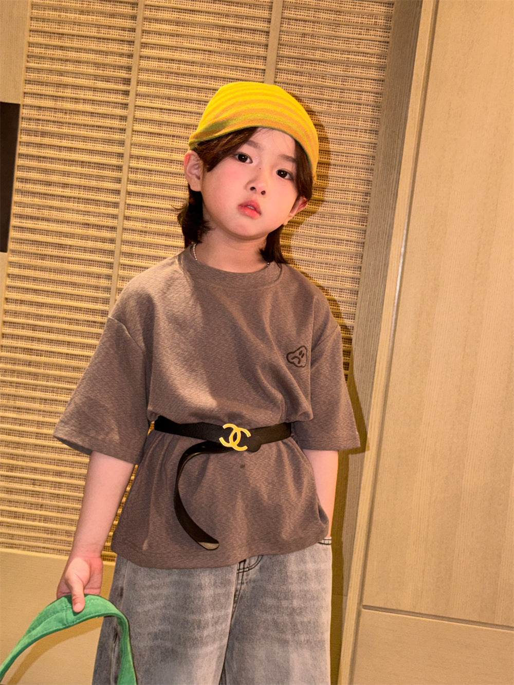 【90-150cm】韓版百搭刺繡圖案短袖
