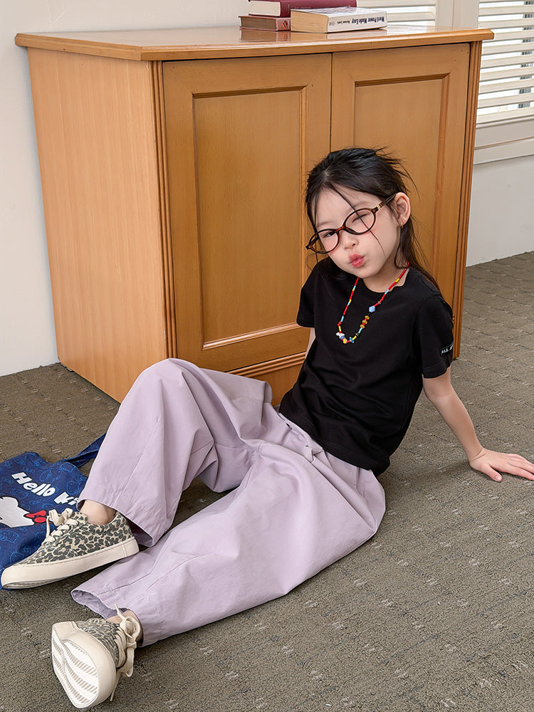 【100-170cm】袖口個性細節貼標T