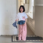 【120-160cm】韓版口袋大蝴蝶結工裝褲