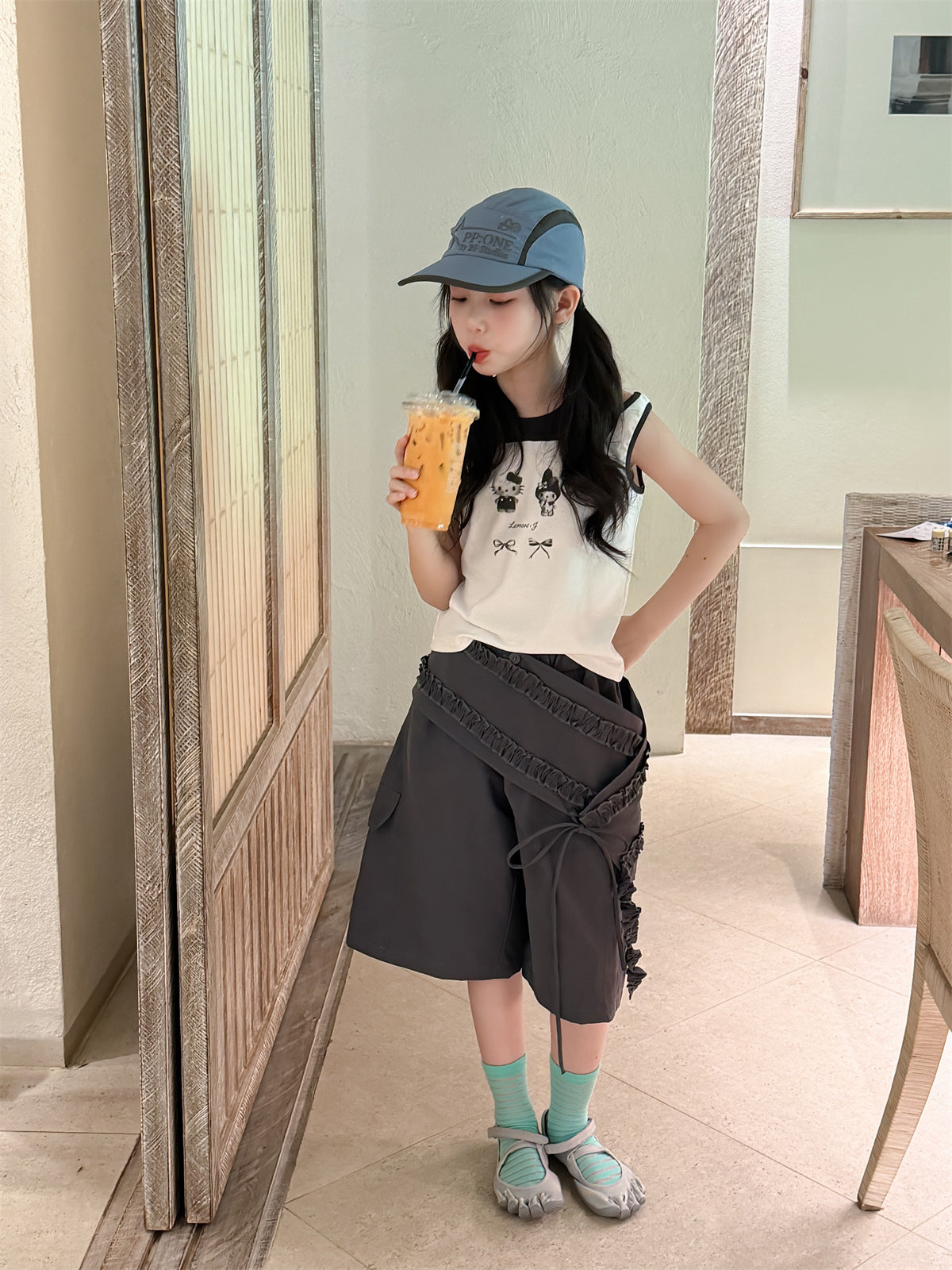 【100-160cm】KT美樂蒂假兩件背心