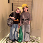 【90-150cm】韓版百搭刺繡圖案短袖