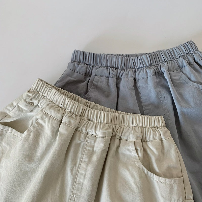 【80-130cm】韓版工裝貼布五分褲