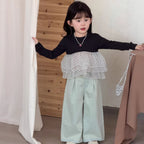 【90-140cm】(2色)波點網紗拼接公主蓬蓬裙上衣