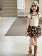 【100-150cm】美式辣妹復古印花木耳邊T