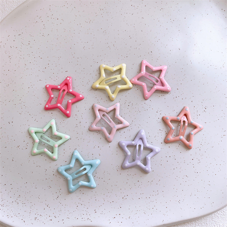 彩色圓點五角星花朵髮夾