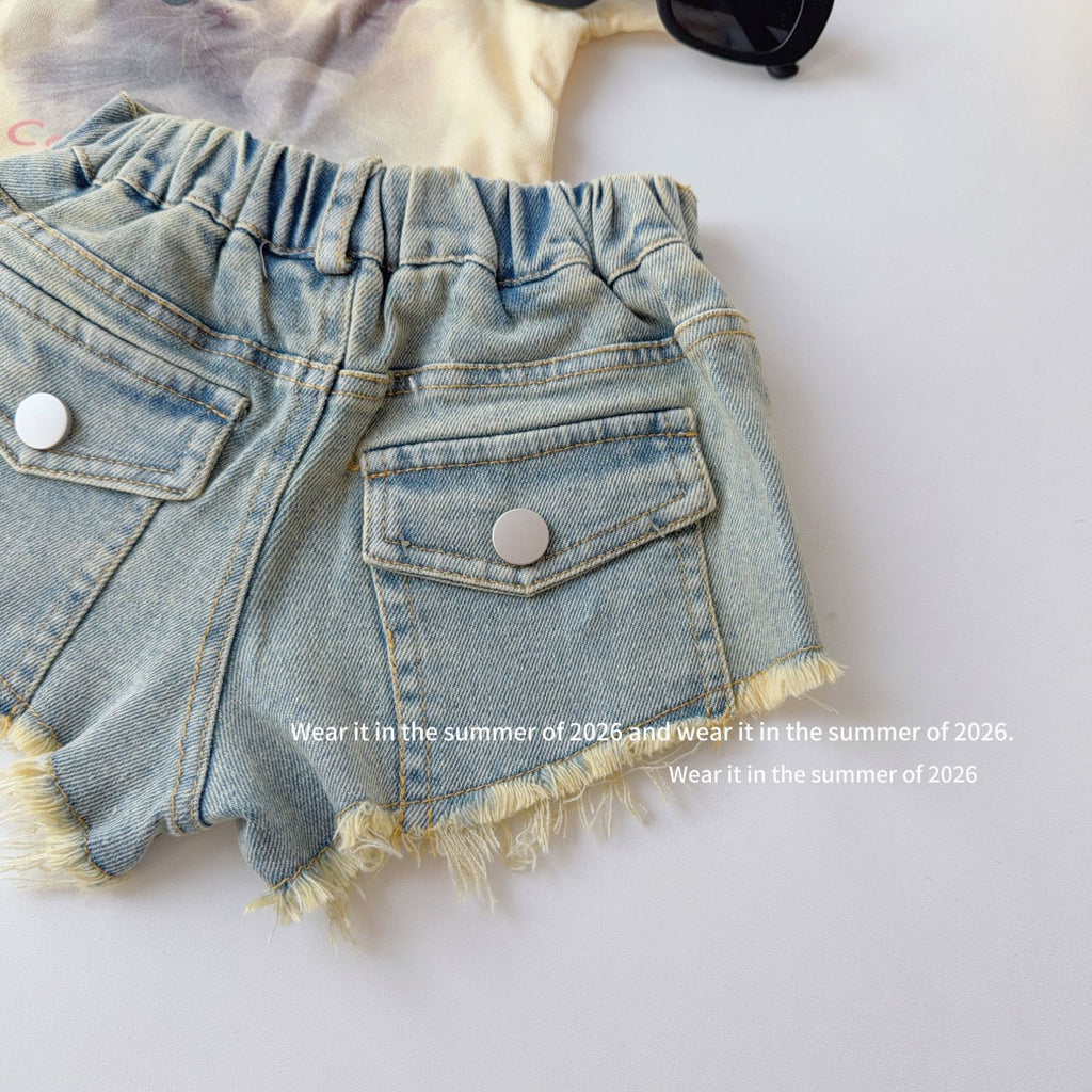 【90-150cm】復古毛邊包臀熱褲