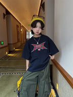 【100-160cm】美式印花寬鬆T