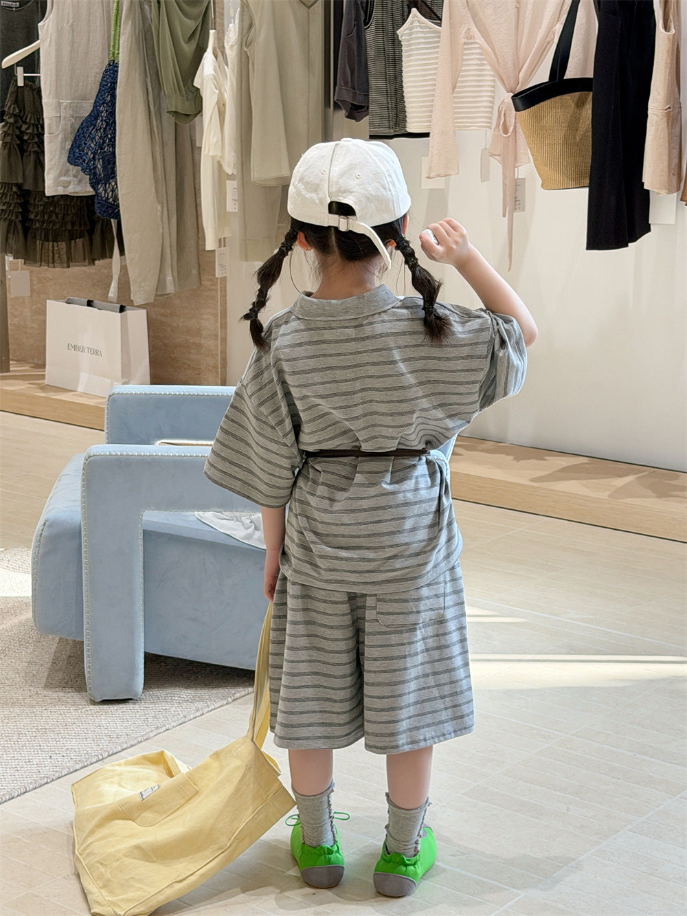【90-150cm】韓版條紋Polo套裝