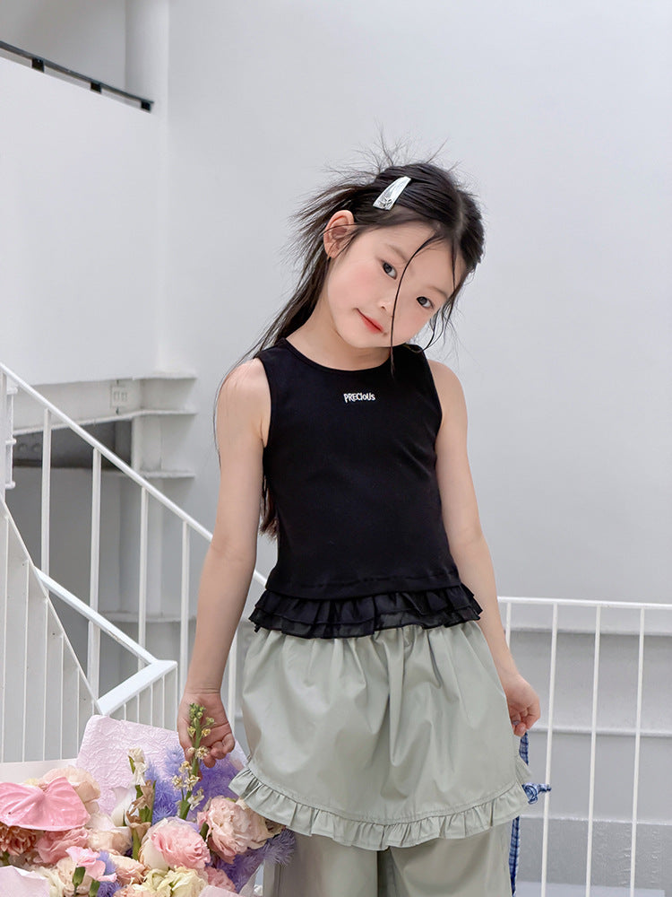 【100-170cm】蕾絲小拼接蕾絲小背心T