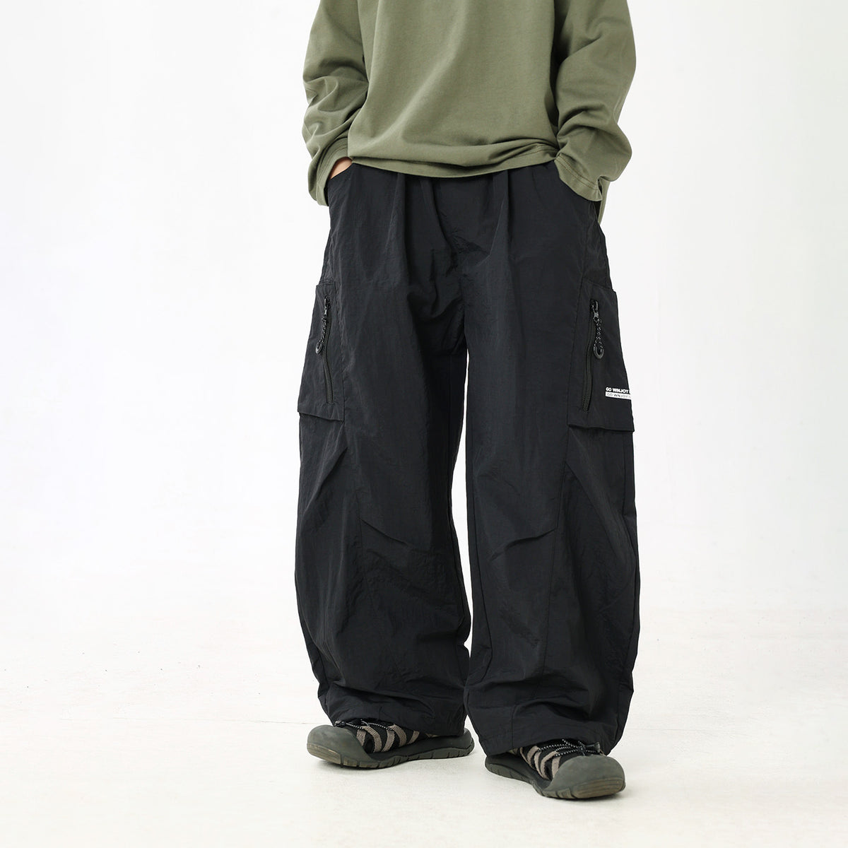 【110-170cm】꒰3色꒱小字母印花工裝直筒褲