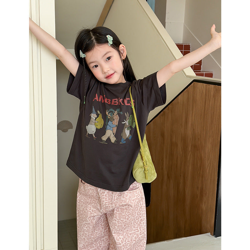 【100-170cm】(8色)軟萌卡通印花舒適短袖