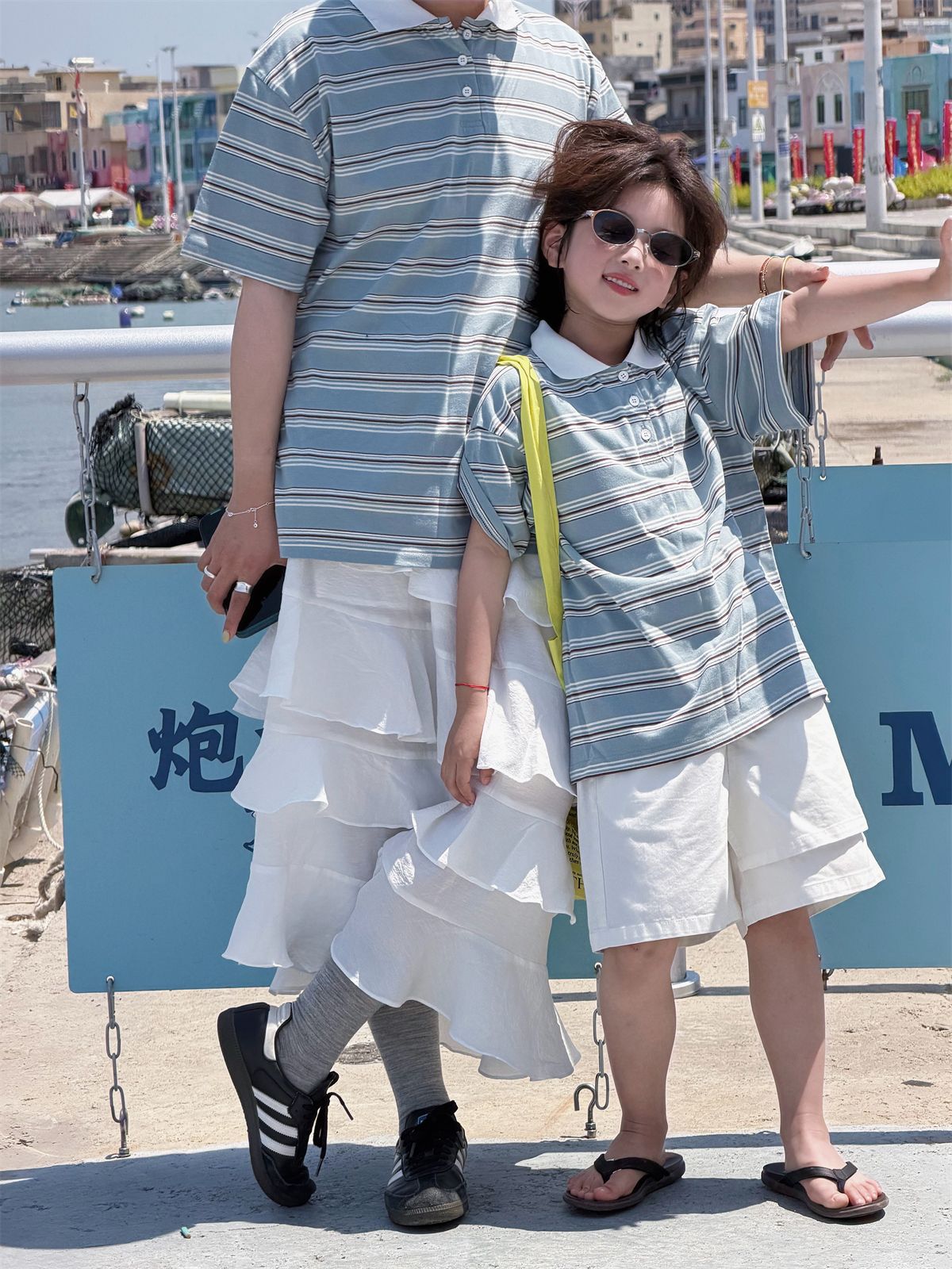 【100-160cm】【親子裝】拚色條紋POLO衫