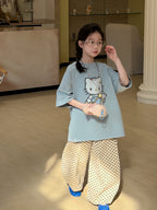 【現貨-褲140cm | 100-160cm】kitty休閒圓領上衣 | 波點褲