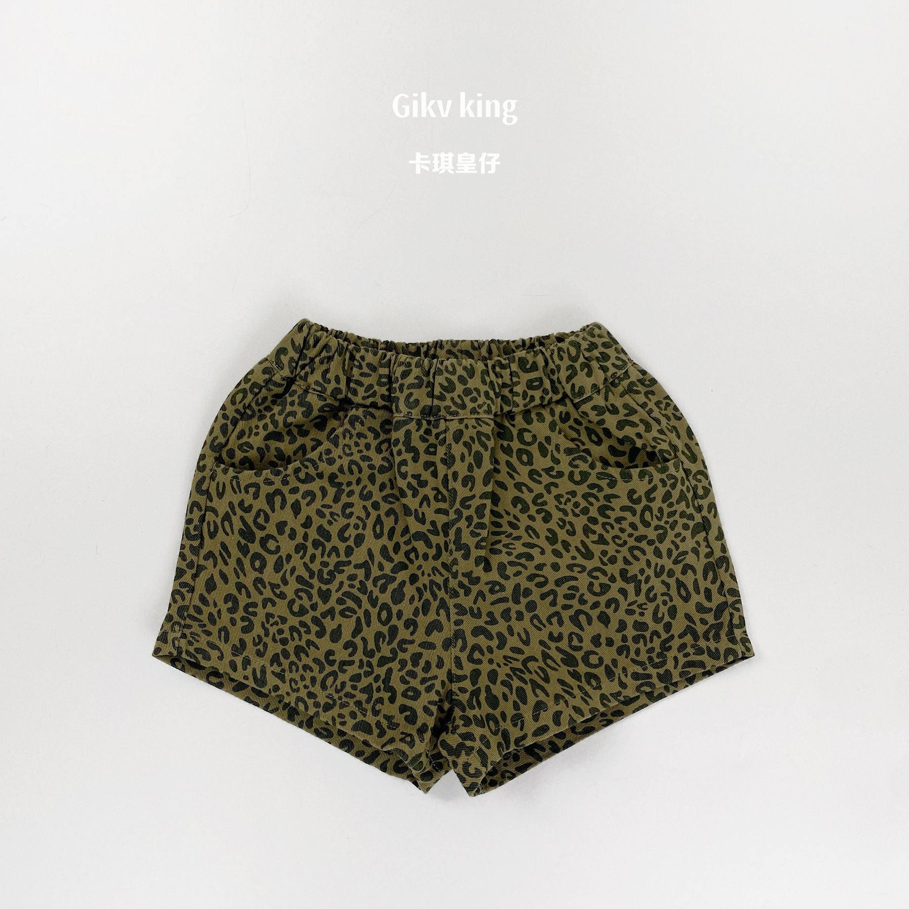 【80-130cm】時髦豹紋薄款三分褲