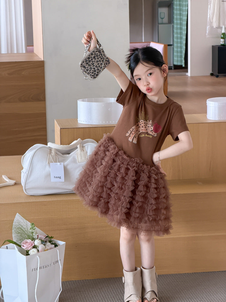 【100-160cm】多層立體雲朵蓬紗蛋糕洋裝