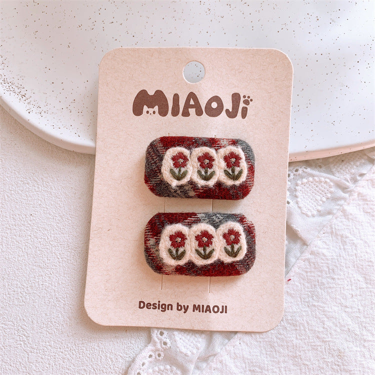 蝴蝶結格紋髮夾