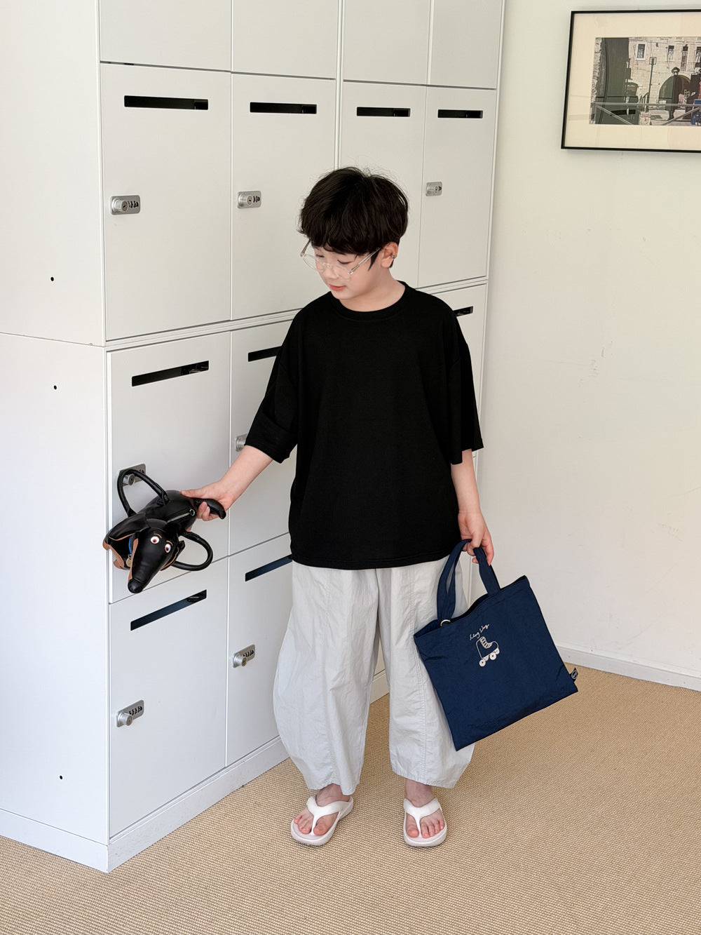 【100-160cm】韓版純色寬鬆T