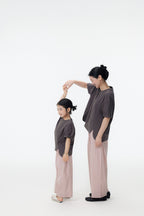 【90-150cm / M.L】【親子裝】日系純色九分蘿蔔休閒褲