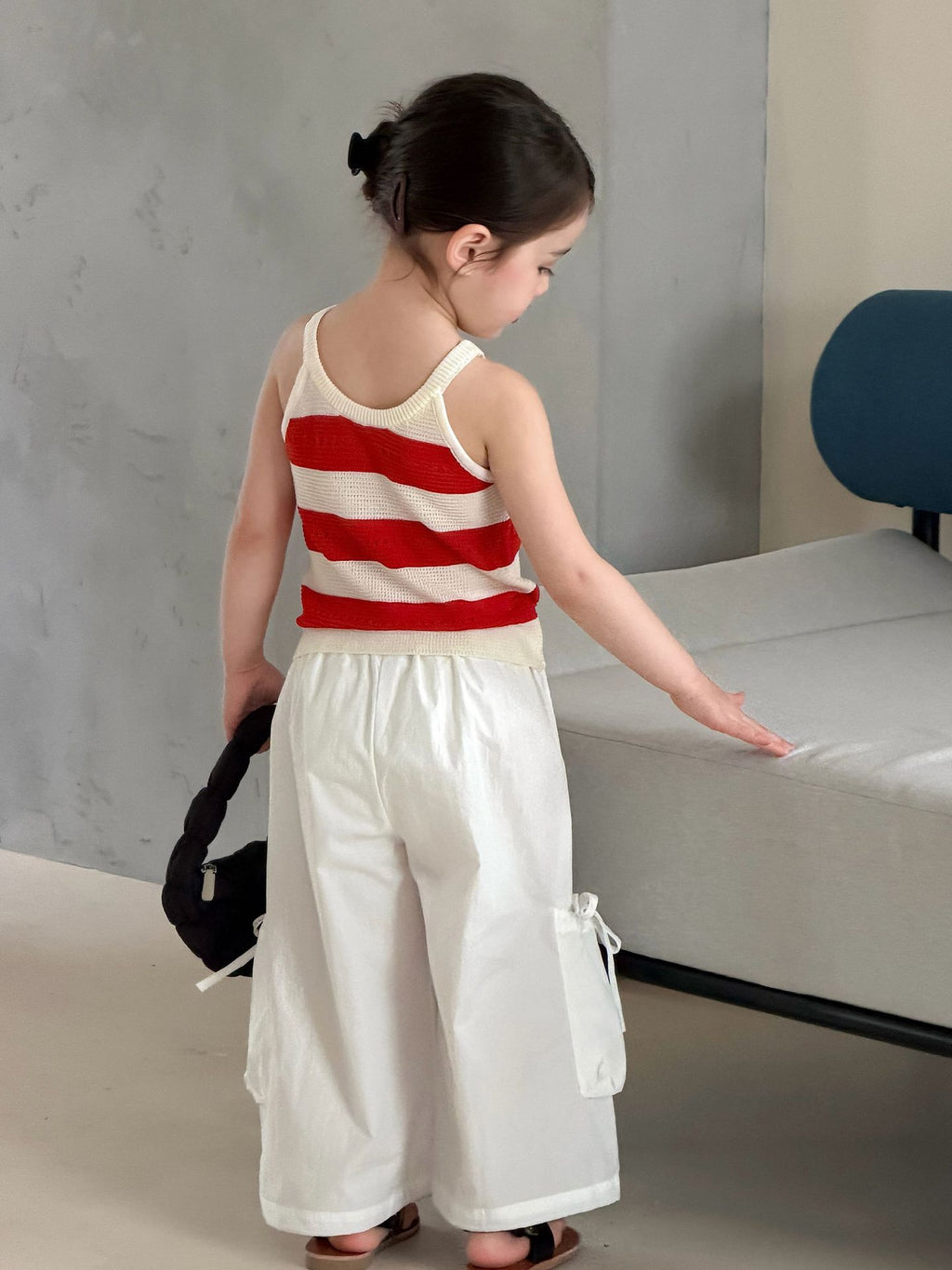【90-150cm】抽繩立體大口袋工裝褲